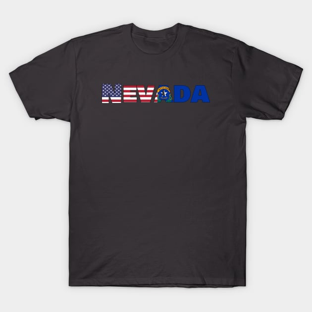 Nevada State Flag/ American Flag Logo T-Shirt by ElevenGraphics